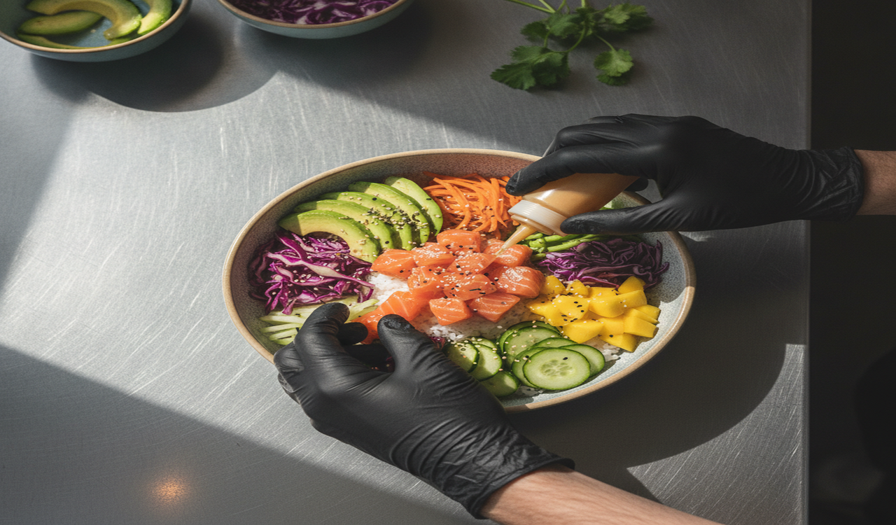 Visuele vergelijking van Medium en Large formaten met uitgelijnde ingrediënten