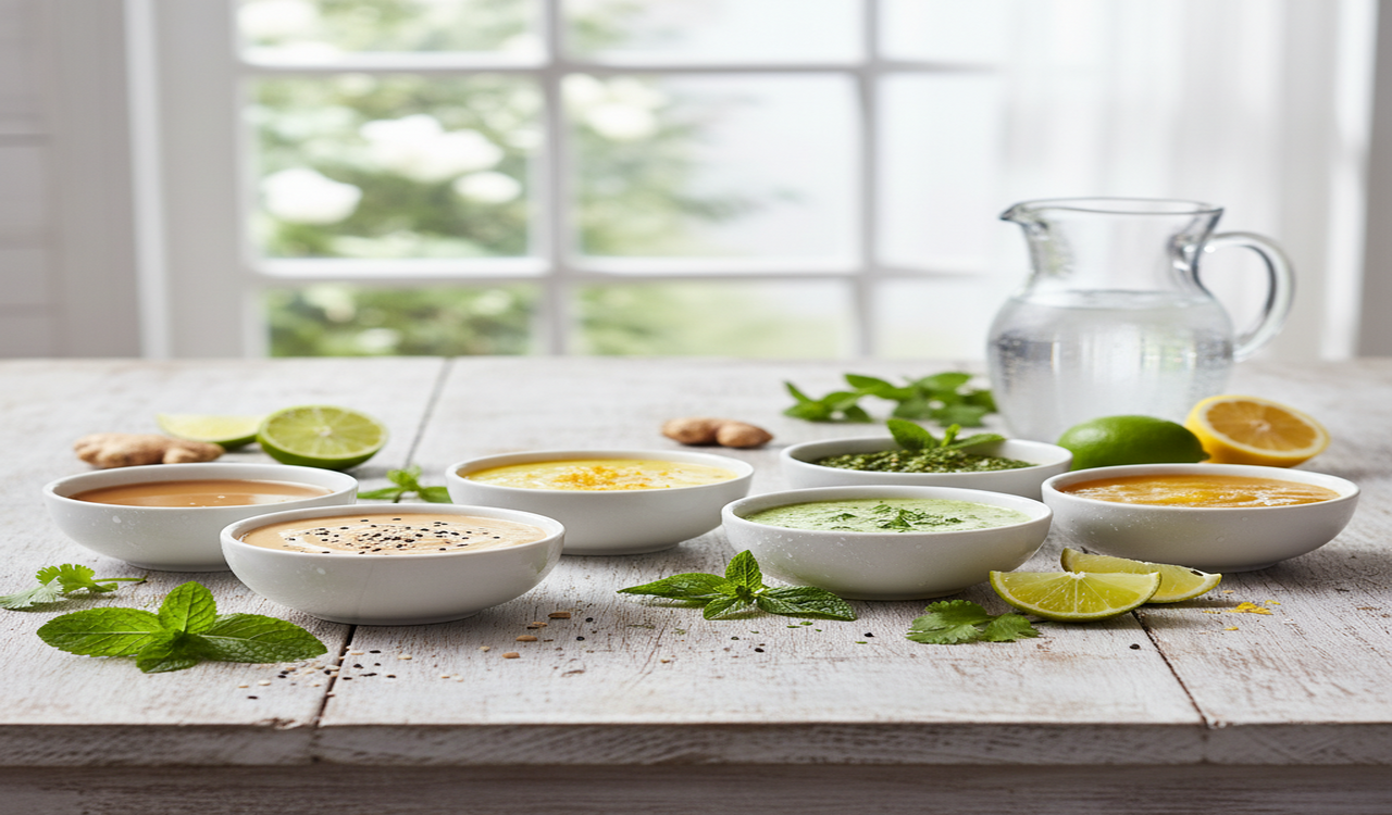 Lichte sauzen en zomerse toppings voor poke bowl